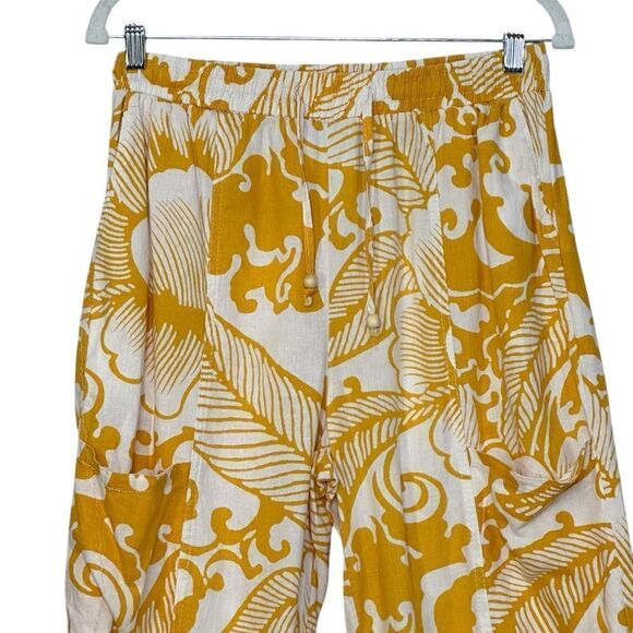 REVOLVE Haute Hippie Yellow Floral Linen Baggie Pants | Size M - Picture 5 of 10
